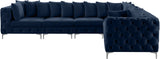 Tremblay Velvet Modular Sectional Sofa with Deep Tufting & Gold Chrome Legs for Modern Living Spaces