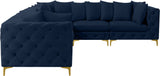 Tremblay Velvet Modular Sectional Sofa with Deep Tufting & Gold Chrome Legs for Modern Living Spaces
