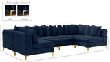 Tremblay Velvet Modular Sectional Sofa with Deep Tufting & Gold Chrome Legs for Modern Living Spaces