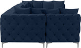 Tremblay Velvet Modular Sectional Sofa with Deep Tufting & Gold Chrome Legs for Modern Living Spaces