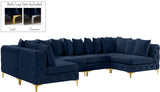 Tremblay Velvet Modular Sectional Sofa with Deep Tufting & Gold Chrome Legs for Modern Living Spaces