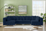 Tremblay Velvet Modular Sectional Sofa with Deep Tufting & Gold Chrome Legs for Modern Living Spaces