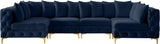 Tremblay Velvet Modular Sectional Sofa with Deep Tufting & Gold Chrome Legs for Modern Living Spaces