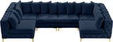 Tremblay Velvet Modular Sectional Sofa with Deep Tufting & Gold Chrome Legs for Modern Living Spaces