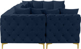 Tremblay Velvet Modular Sectional Sofa with Deep Tufting & Gold Chrome Legs for Modern Living Spaces