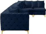 Tremblay Velvet Modular Sectional Sofa with Deep Tufting & Gold Chrome Legs for Modern Living Spaces