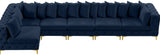 Tremblay Velvet Modular Sectional Sofa with Deep Tufting & Gold Chrome Legs for Modern Living Spaces