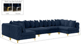 Tremblay Velvet Modular Sectional Sofa with Deep Tufting & Gold Chrome Legs for Modern Living Spaces