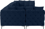 Tremblay Velvet Modular Sectional Sofa with Deep Tufting & Gold Chrome Legs for Modern Living Spaces