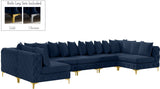 Tremblay Velvet Modular Sectional Sofa with Deep Tufting & Gold Chrome Legs for Modern Living Spaces