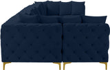 Tremblay Velvet Modular Sectional Sofa with Deep Tufting & Gold Chrome Legs for Modern Living Spaces