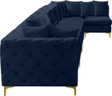Tremblay Velvet Modular Sectional Sofa with Deep Tufting & Gold Chrome Legs for Modern Living Spaces