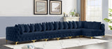 Tremblay Velvet Modular Sectional Sofa with Deep Tufting & Gold Chrome Legs for Modern Living Spaces