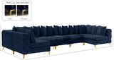 Tremblay Velvet Modular Sectional Sofa with Deep Tufting & Gold Chrome Legs for Modern Living Spaces