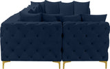 Tremblay Velvet Modular Sectional Sofa with Deep Tufting & Gold Chrome Legs for Modern Living Spaces