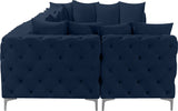 Tremblay Velvet Modular Sectional Sofa with Deep Tufting & Gold Chrome Legs for Modern Living Spaces