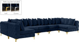 Tremblay Velvet Modular Sectional Sofa with Deep Tufting & Gold Chrome Legs for Modern Living Spaces
