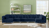 Tremblay Velvet Modular Sectional Sofa with Deep Tufting & Gold Chrome Legs for Modern Living Spaces