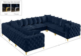 Tremblay Velvet Modular Sectional Sofa with Deep Tufting & Gold Chrome Legs for Modern Living Spaces