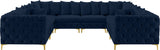 Tremblay Velvet Modular Sectional Sofa with Deep Tufting & Gold Chrome Legs for Modern Living Spaces