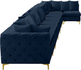 Tremblay Velvet Modular Sectional Sofa with Deep Tufting & Gold Chrome Legs for Modern Living Spaces