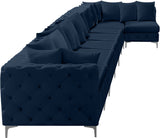 Tremblay Velvet Modular Sectional Sofa with Deep Tufting & Gold Chrome Legs for Modern Living Spaces