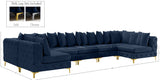 Tremblay Velvet Modular Sectional Sofa with Deep Tufting & Gold Chrome Legs for Modern Living Spaces