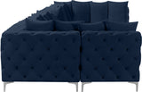 Tremblay Velvet Modular Sectional Sofa with Deep Tufting & Gold Chrome Legs for Modern Living Spaces