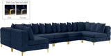Tremblay Velvet Modular Sectional Sofa with Deep Tufting & Gold Chrome Legs for Modern Living Spaces