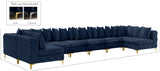 Tremblay Velvet Modular Sectional Sofa with Deep Tufting & Gold Chrome Legs for Modern Living Spaces