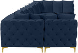 Tremblay Velvet Modular Sectional Sofa with Deep Tufting & Gold Chrome Legs for Modern Living Spaces