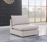 Mackenzie Contemporary Armless Chair with Elegant Linen Fabric, Modular Design for Versatile Spaces