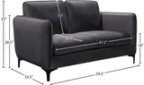 Poppy Black Velvet Loveseat - Luxurious Contemporary Design with Plush Support and Stylish Legs