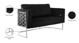 Casa Velvet Contemporary Loveseat - Luxurious Soft Upholstery with Chic Chrome Frame for Modern Spaces