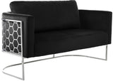 Casa Velvet Contemporary Loveseat - Luxurious Soft Upholstery with Chic Chrome Frame for Modern Spaces