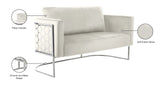 Casa Velvet Contemporary Loveseat - Luxurious Soft Upholstery with Chic Chrome Frame for Modern Spaces