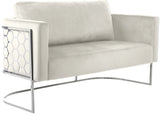 Casa Velvet Contemporary Loveseat - Luxurious Soft Upholstery with Chic Chrome Frame for Modern Spaces