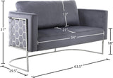 Casa Velvet Contemporary Loveseat - Luxurious Soft Upholstery with Chic Chrome Frame for Modern Spaces