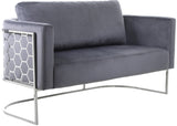 Casa Velvet Contemporary Loveseat - Luxurious Soft Upholstery with Chic Chrome Frame for Modern Spaces