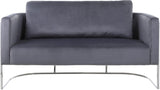 Casa Velvet Contemporary Loveseat - Luxurious Soft Upholstery with Chic Chrome Frame for Modern Spaces