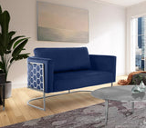 Casa Velvet Contemporary Loveseat - Luxurious Soft Upholstery with Chic Chrome Frame for Modern Spaces