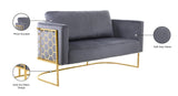 Casa Velvet Contemporary Loveseat - Luxurious Soft Upholstery with Chic Chrome Frame for Modern Spaces