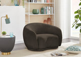 Hyde Cozy Brown Boucle Fabric Chair - Stylish Rounded Back Design for Modern Living Spaces