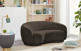 Hyde Brown Boucle Fabric Loveseat - Cozy Chic Design, Plush Comfort & Stylish Modern Appeal for Your Space