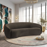 Hyde Brown Boucle Fabric Sofa - Chic Rounded Design for Modern Living, Plush Comfort & Style!