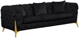 KingdomVelvet Chic Contemporary Sofa with Deep Button Tufting and Stylish Gold Metal Legs