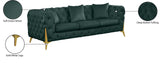 KingdomVelvet Chic Contemporary Sofa with Deep Button Tufting and Stylish Gold Metal Legs