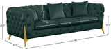 KingdomVelvet Chic Contemporary Sofa with Deep Button Tufting and Stylish Gold Metal Legs