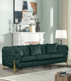 KingdomVelvet Chic Contemporary Sofa with Deep Button Tufting and Stylish Gold Metal Legs