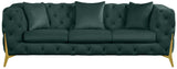 KingdomVelvet Chic Contemporary Sofa with Deep Button Tufting and Stylish Gold Metal Legs
